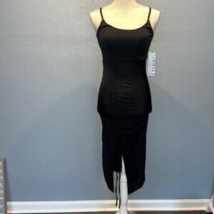 Almost Famous Black Ruch Slit MIDI Dress - Size S - NWT